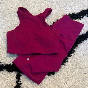 lululemon athletica Women's Bike Shorts and Crop Top bra SET - Magenta